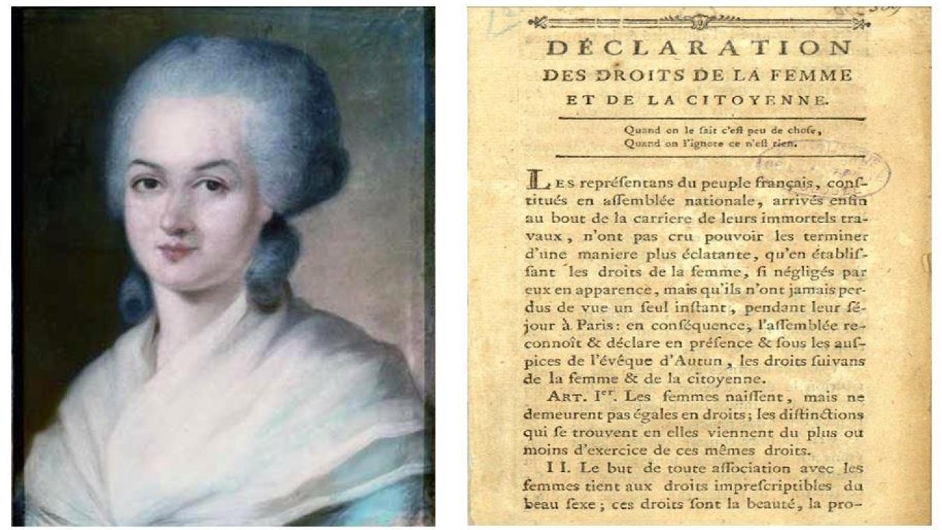 Declaration of the Rights of Women and the Citizen published in 1791 by Olympe de Gouges